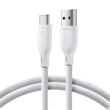 JOYROOM adatkábel (USB - Type-C, 100W, gyorstöltő, 100cm, cipőfüző) FEHÉR kép