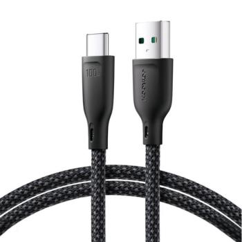 JOYROOM adatkábel (USB - Type-C, 100W, gyorstöltő, 100cm, cipőfüző) FEKETE kép