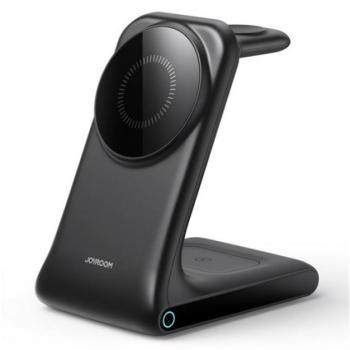 JOYROOM asztali töltőállvány 3in1 (15W, wireless, gyorstöltő, MagSafe, Airpods, Apple Watch töltő) FEKETE Apple iPhone 8 4.7, iPhone 8 Plus 5.5, iPhone X 5.8 kép