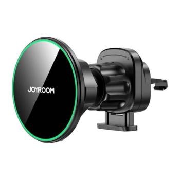 JOYROOM autós tartó (szellőzőre, mágneses, 360°, gyorstöltő, 15W, wireless) FEKETE kép