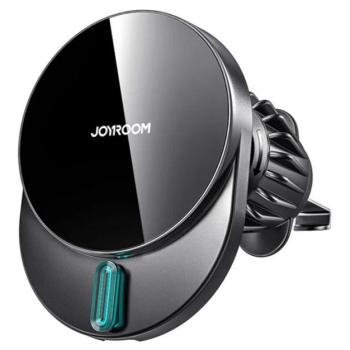 JOYROOM autós tartó (szellőzőre, mágneses, gyorstöltő, 15W, wireless, LED jelzés) FEKETE kép
