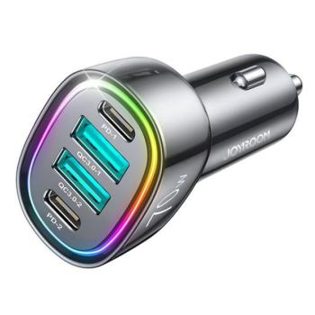 JOYROOM autós töltő 2 USB aljzat / 2 Type-C aljzat (5V / 3A, 70W, PD gyorstöltés támogatás, QC 3.0) FEKETE TCL 408, Xiaomi Poco F5 Pro, Nokia 110 (2023), Gigaset GL390, Motorola Edge 40 5G (XT2 kép