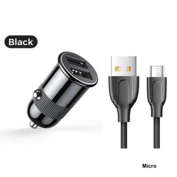 Joyroom C-A06 3.1A 2xUSB Autós Töltőfej + Micro USB 1M Adatkábel - Fekete kép