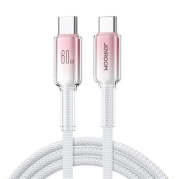 JOYROOM CRYSTAL-CLEAR adatkábel (Type-C - Type-C, 60W, gyorstöltő, 120cm, cipőfűző) FEHÉR kép