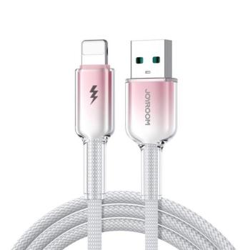 JOYROOM CRYSTAL-CLEAR adatkábel (USB - lightning, 3A, gyorstöltő, 120cm, cipőfűző) FEHÉR Apple IPAD, IPAD 2, IPAD (3rd Generation) kép