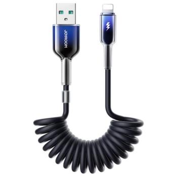 JOYROOM CRYSTAL-CLEAR adatkábel (USB - lightning, 3A, gyorstöltő, 150cm, spirálkábel) FEKETE Apple iPhone 11, iPhone 11 Pro, iPhone 11 Pro Max kép