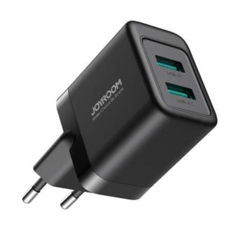 JOYROOM hálózati töltő 2 USB aljzat (5V/2.4A, 12W, gyorstöltő) FEKETE kép
