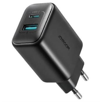 JOYROOM hálózati töltő USB+Type-C aljzat (25W, PD gyorstöltő 3.0) FEKETE kép