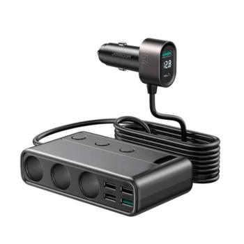 Joyroom JR-CL06 autós töltő és szivargyújtó elosztó 5xUSB-A és 1xUSB-C csatlakozással 154W - fekete kép