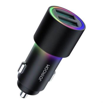 Joyroom JR-CL10 2xUSB 4.8A RGB Led Autós Töltőfej - Fekete kép