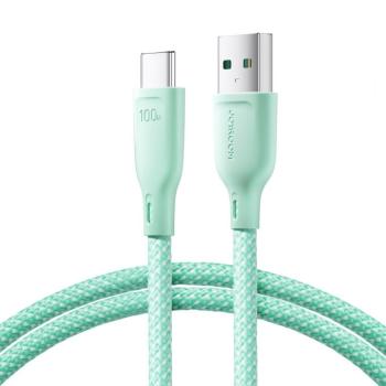Joyroom Multi-Color Series SA34-AC6 USB-A / USB-C kábel 100W gyors átvitel 1m - zöld kép