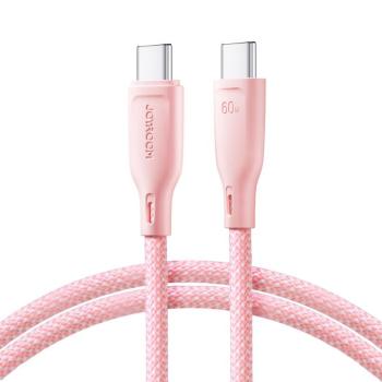 Joyroom Multi-Color Series SA34-CC3 USB-C / USB-C kábel 60W gyors átvitel 1m - rózsaszín kép