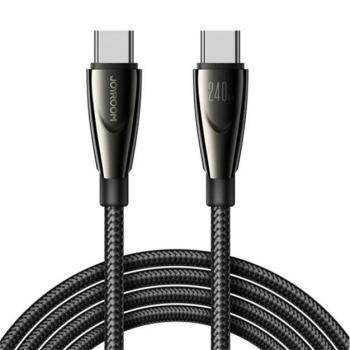 JOYROOM PIONEER adatkábel (Type-C - Type-C, 240W, 120cm, gyorstöltő, cipőfüző) FEKETE kép
