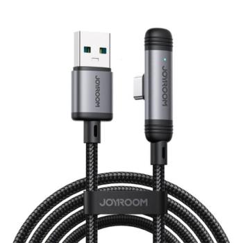 JOYROOM S-A56 ENJOYX SERIES adatkábel (USB - Type-C, 3A, gyorstöltő, 120cm, 90 fokos, cipőfűző) FEKETE kép