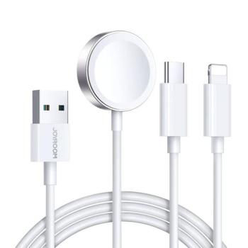Joyroom S-IW008 USB-A - Type-C/Lightning/Apple Watch töltőkábel 1.2m - fehér kép