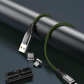 Joyroom S-M408 3A Micro USB 1.2M Mágneses Adatkábel - Zöld kép