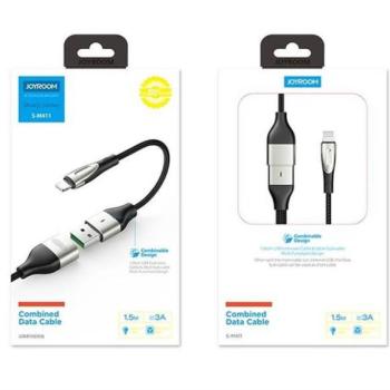 Joyroom S-M411 3A USB Type-C 0.3M Adatkábel +1.2M USB Hosszabító - Fekete kép