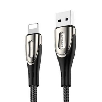 JOYROOM SHARP adatkábel (USB - lightning, 2.4A, gyorstöltő, 200cm, cipőfűző, LED jelzés) FEKETE Apple IPAD, iPod touch 5, iPhone 6 Plus 5.5 kép