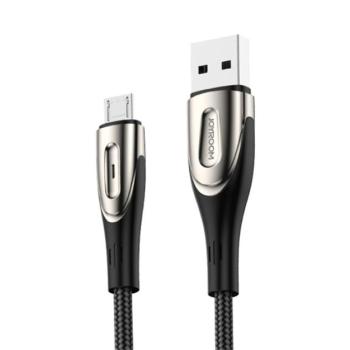 JOYROOM SHARP adatkábel (USB - microUSB, gyorstöltő, 120cm, nylon, törésgátló, cipőfűző) FEKETE kép