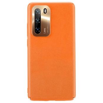 JOYROOM STAR LORD műanyag telefonvédő (ultravékony, fém kameravédő keret, bőr hatású bevonat) NARANCS Huawei P40 kép