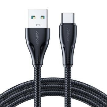JOYROOM SURPASS adatkábel (USB - Type-C, 3A, gyorstöltés támogatás, 120cm, törésgátló) FEKETE kép