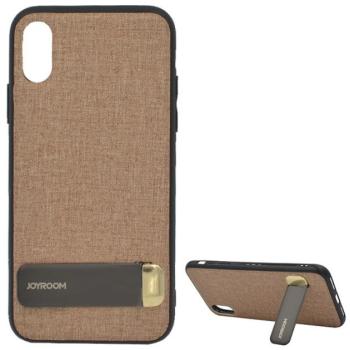 JOYROOM szilikon telefonvédő (textil bevonat, kitámasztó) BARNA Apple iPhone XS 5.8, Apple iPhone X 5.8 kép