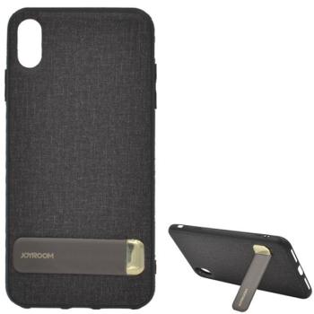 JOYROOM szilikon telefonvédő (textil bevonat, kitámasztó) FEKETE Apple iPhone XS Max 6.5 kép