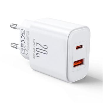 JOYROOM TCF05 hálózati töltő USB+Type-C aljzat (20W, PD gyorstöltő 3.0) FEHÉR kép
