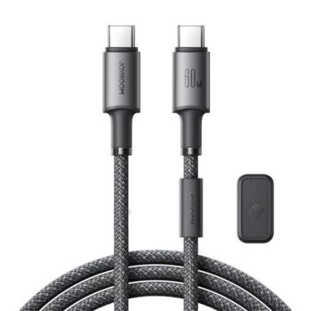 JOYROOM UNLIMITED adatkábel (Type-C - Type-C, 60W, gyorstöltő, 120cm + mágneses kábelrendező) SZÜRKE kép