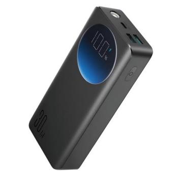 JOYROOM vésztöltő 2 USB+Type-C aljzat (20000mAh, 30W, PD gyorstöltő, lámpa, LED kijelző) FEKETE kép