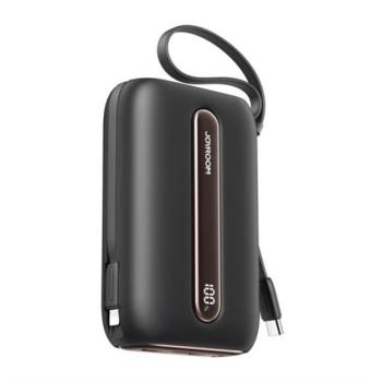 JOYROOM vésztöltő USB/Type-C aljzat (10000mAh, 22.5W, gyorstöltő + fix Type-C+lightning kábel) FEKETE kép