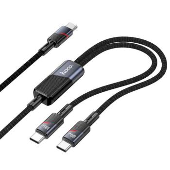Kábel 2in1 USB C-ről USB C-re / USB C Hoco 5A 100W 1,2 m U139 fekete kép