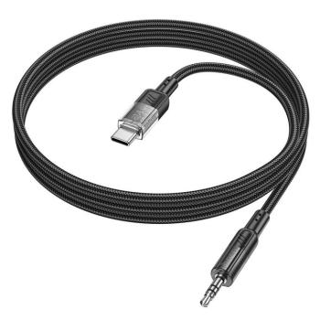 Kábel AUX Jack 3,5 mm és USB C Hoco 1,2 m UPA27 fekete kép