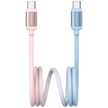 Kábel USAMS Bicolor Series SJ756 PD 60W USB-C/USB-C 1.2m kék és rózsaszín kábel USAMS Bicolor Series SJ756 PD 60W USB-C/USB-C 1.2m kék és rózsaszín kép