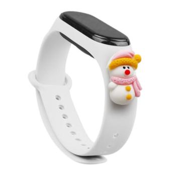 Karácsonyi csereszíj Xiaomi Mi Band 4 / Mi Band 3 fehér (hóember) kép