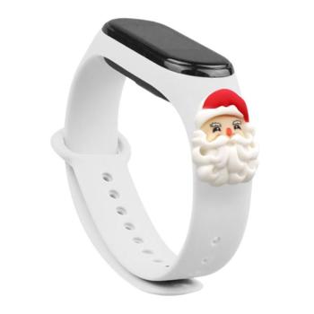 Karácsonyi csereszíj Xiaomi Mi Band 4 / Mi Band 3 fehér (Mikulás) kép