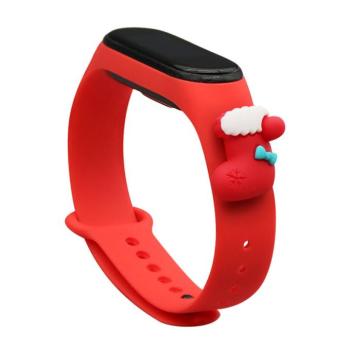 Karácsonyi csereszíj Xiaomi Mi Band 4 / Mi Band 3 piros (zokni) kép