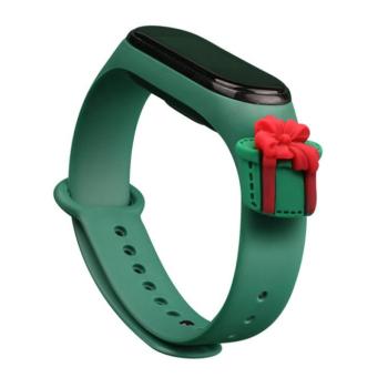 Karácsonyi csereszíj Xiaomi Mi Band 4 / Mi Band 3 sötétzöld (ajándék) kép