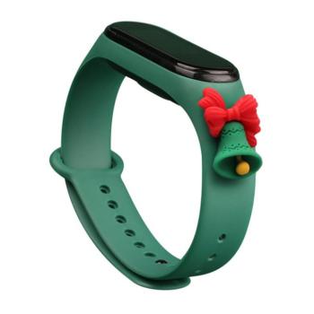 Karácsonyi csereszíj Xiaomi Mi Band 4 / Mi Band 3 sötétzöld (harang) kép
