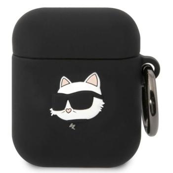 Karl Lagerfeld 3D Logo NFT Choupette Head Apple AirPods 1/2 szilikon tok, fekete kép