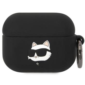 Karl Lagerfeld 3D Logo NFT Choupette Head Apple AirPods 4 szilikon tok, fekete kép
