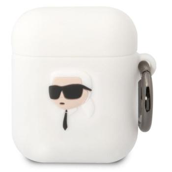 Karl Lagerfeld 3D Logo NFT Karl Head Apple AirPods 1/2 szilikon tok, fehér kép
