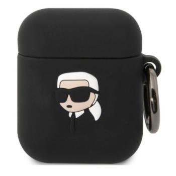 Karl Lagerfeld 3D Logo NFT Karl Head Apple AirPods 1/2 szilikon tok, fekete kép
