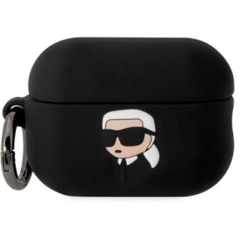 Karl Lagerfeld 3D Logo NFT Karl Head Apple AirPods Pro 2 szilikon tok, fekete kép