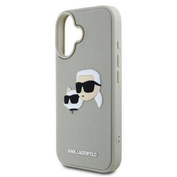 KARL LAGERFELD 3D RUBBER DOUBLE HEADS szilikon telefonvédő (ütésállóság, 3D) BÉZS Apple iPhone 16 kép