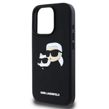 KARL LAGERFELD 3D RUBBER DOUBLE HEADS szilikon telefonvédő (ütésállóság, 3D) FEKETE Apple iPhone 16 Pro kép