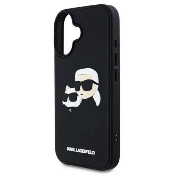 KARL LAGERFELD 3D RUBBER DOUBLE HEADS szilikon telefonvédő (ütésállóság, 3D) FEKETE Apple iPhone 16 kép