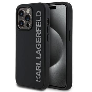 Karl Lagerfeld 3D Rubber Glitter Logo iPhone 13 Pro csillámos hátlap tok, fekete kép