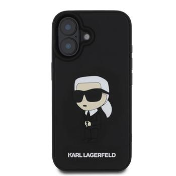 Karl Lagerfeld 3D Rubber Ikonik Apple iPhone 16 hátlap tok, fekete kép