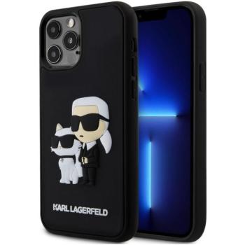 Karl Lagerfeld 3D Rubber Karl and Choupette Apple iPhone 12 / 12 Pro hátlap tok, fekete kép
